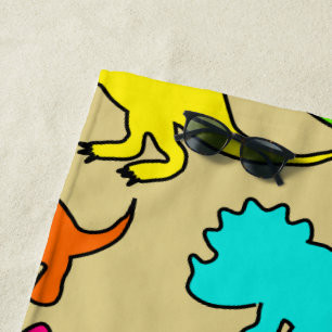 Colorful Dinosaurs Beach Towel