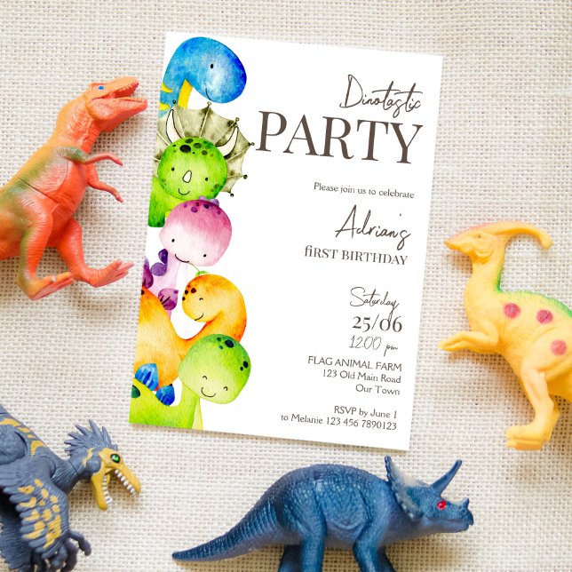 Colorful dinosaurs birthday party invitation (Creator Uploaded)