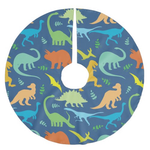 Colorful Dinosaurs Brushed Polyester Tree Skirt