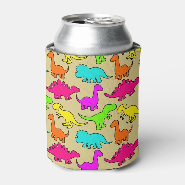 Colorful Dinosaurs Can Cooler (Can Front)