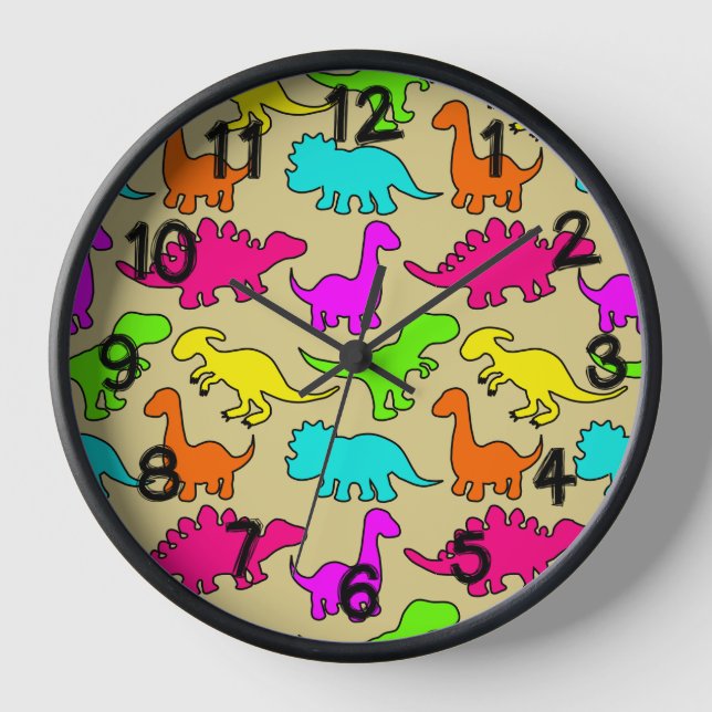 Colorful Dinosaurs Clock (Front)