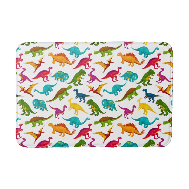 Colorful Dinosaurs Design Bath Mat (Front)