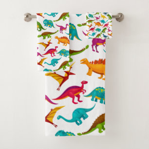 Colorful Dinosaurs Design Bath Towel Set