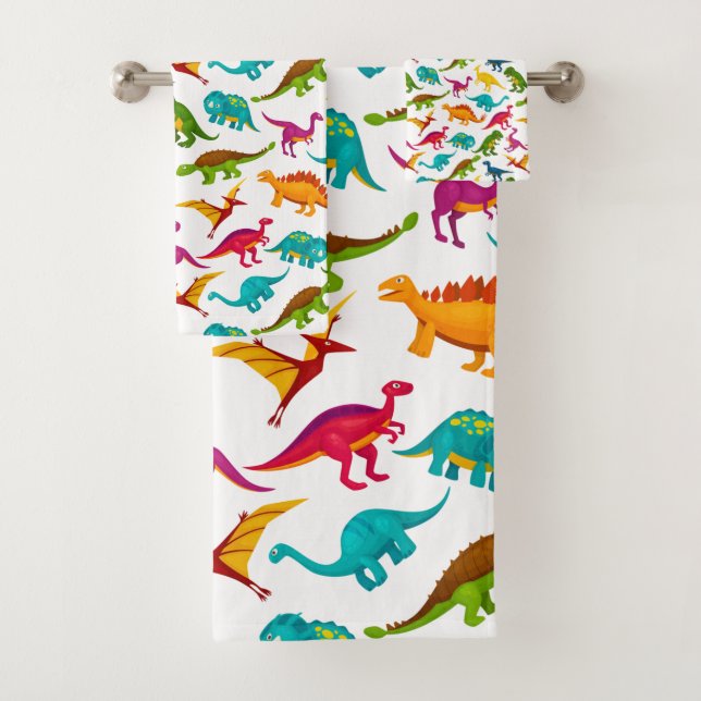 Colorful Dinosaurs Design Bath Towel Set (Insitu)