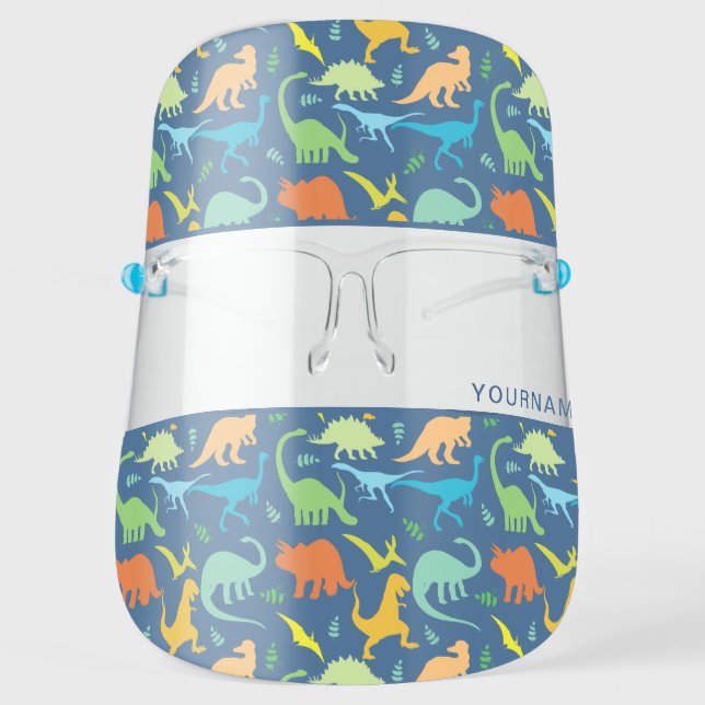 Colorful Dinosaurs Design Personalized Face Shield (Front)