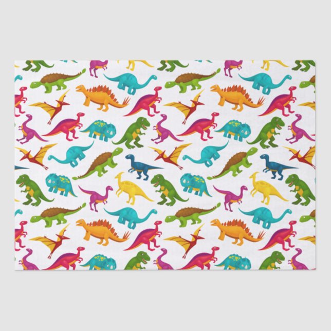 Colorful Dinosaurs Design Tissue Paper (Front)