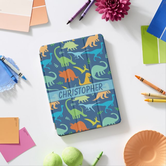 Colorful Dinosaurs Design to Personalize iPad Pro Cover (Desk)