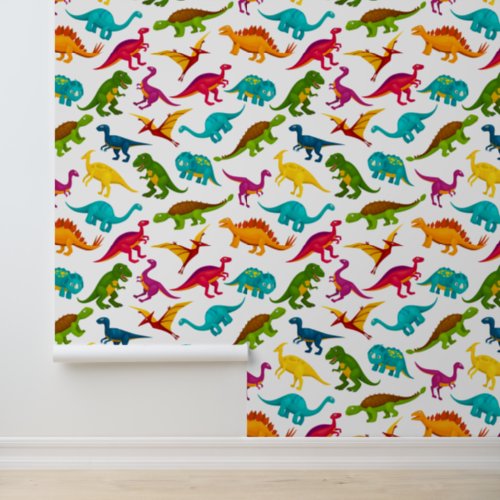 Colorful Dinosaurs Design Wallpaper