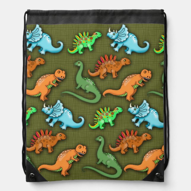 Colorful Dinosaurs Drawstring Bag (Front)