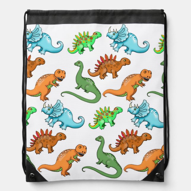 Colorful Dinosaurs Drawstring Bag (Front)