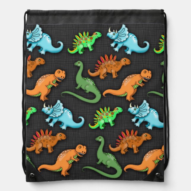Colorful Dinosaurs Drawstring Bag (Front)