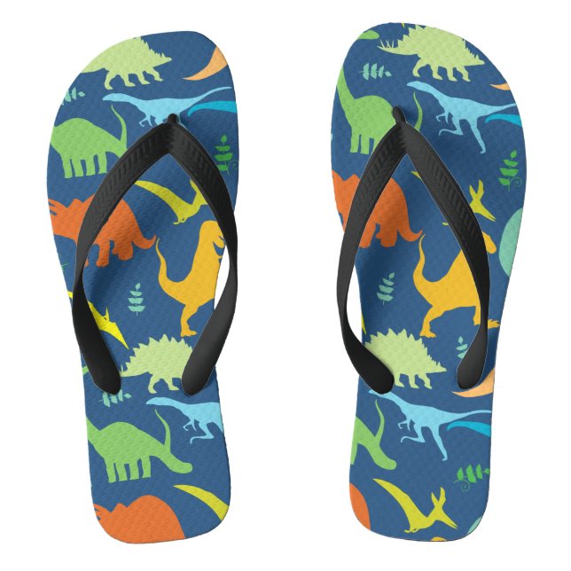 Colorful Dinosaurs Flip Flops (Footbed)