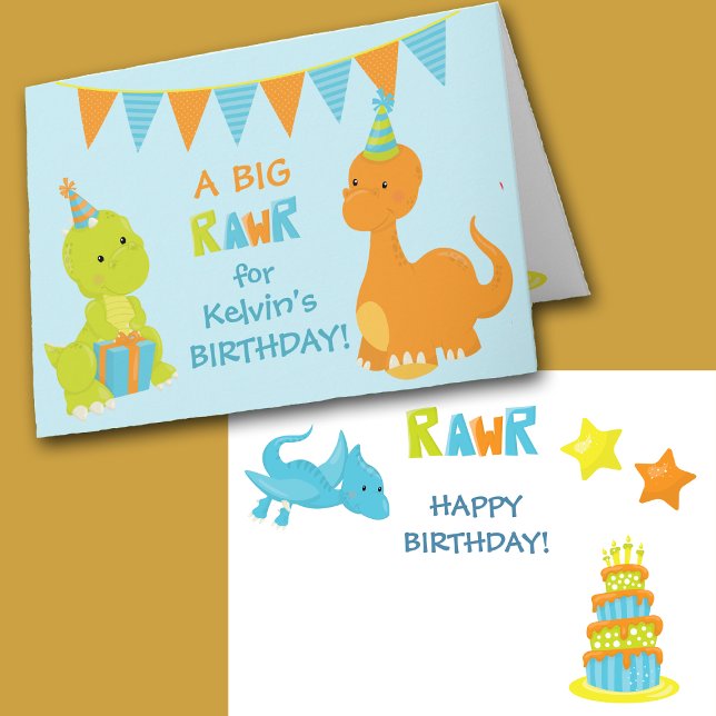 Colorful Dinosaurs Kids Birthday Card (Creator Uploaded)