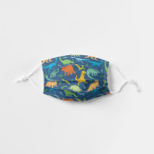 Colorful Dinosaurs Kids' Cloth Face Mask (Front, Unfolded)
