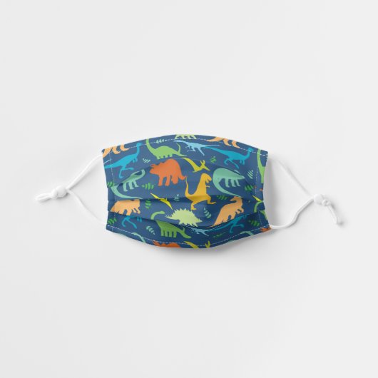 Colorful Dinosaurs Kids' Cloth Face Mask (Front, Unfolded)