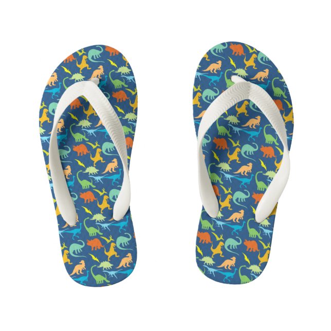 Colorful Dinosaurs Kid's Flip Flops (Footbed)