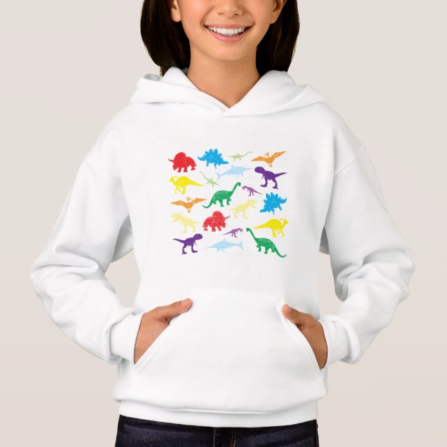 Colorful Dinosaurs Kids Pattern Hoodie (Front)