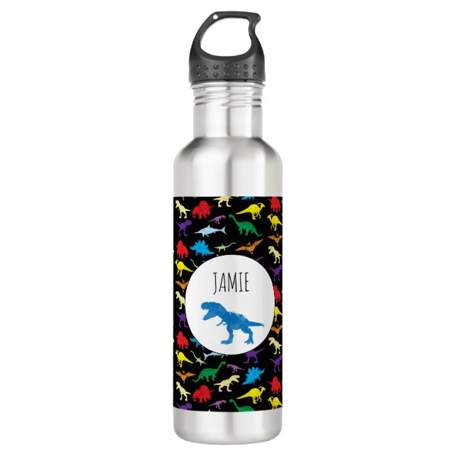 Colorful Dinosaurs Kids Pattern Stainless Steel Water Bottle (Front)