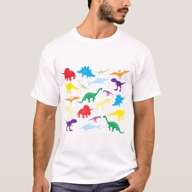 Colorful Dinosaurs Kids Pattern T-Shirt (Front)