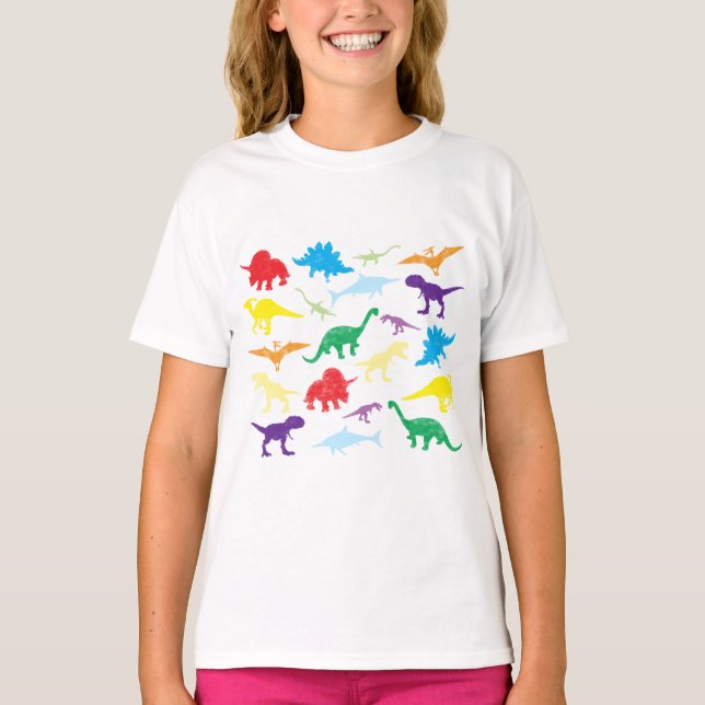 Colorful Dinosaurs Kids Pattern T-Shirt (Front)
