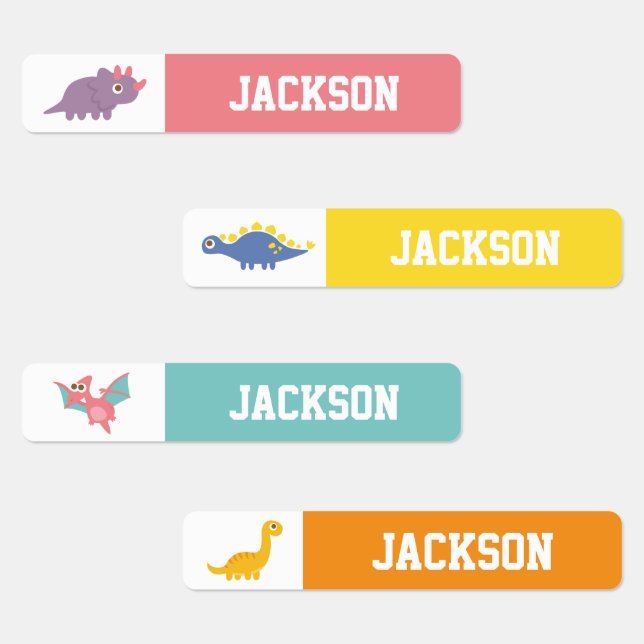 Colorful Dinosaurs Kids Personalized Labels (Group)