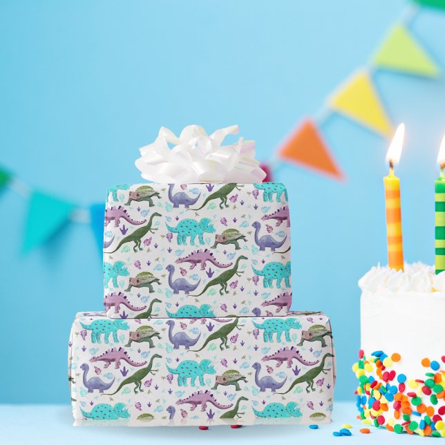 Colorful Dinosaurs Mania Wrapping Paper (Creator Uploaded)