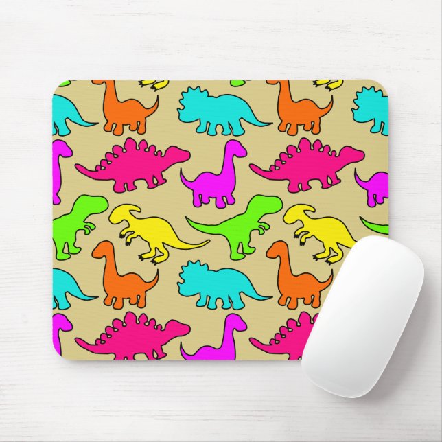 Colorful Dinosaurs Mouse Pad (With Mouse)