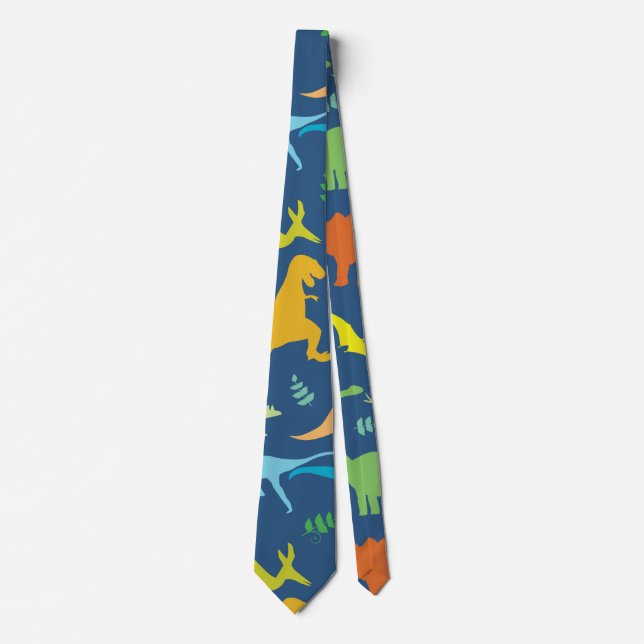 Colorful Dinosaurs Neck Tie (Front)