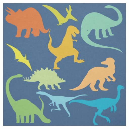 Colorful Dinosaurs Pattern | Blue Fabric