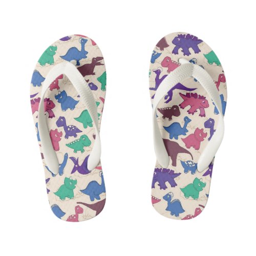 Colorful Dinosaurs Pattern Kids Flip Flops