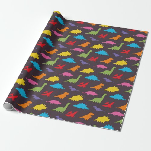 Colorful dinosaurs pattern kids wrapping paper