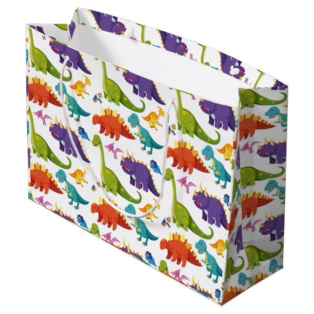 Colorful dinosaurs pattern large gift bag (Back Angled)