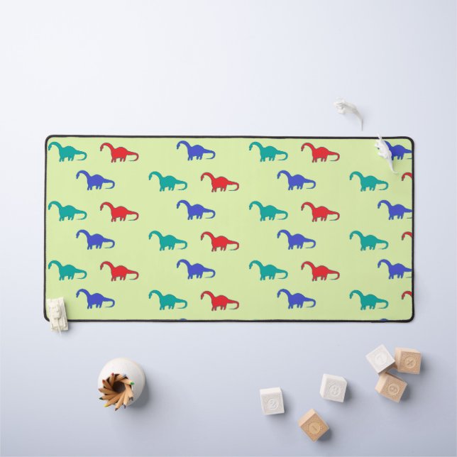 Colorful dinosaurs pattern on green desk mat (Kids Table)