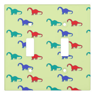 Colorful dinosaurs pattern on green light switch cover