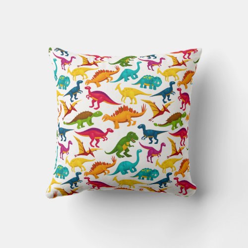 Colorful  Dinosaurs Pattern Throw Pillow