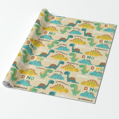 Colorful Dinosaurs Pattern Wrapping Paper