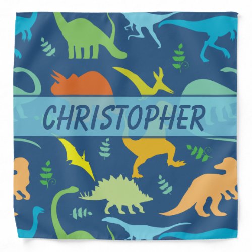 Colorful Dinosaurs Personalized Bandana