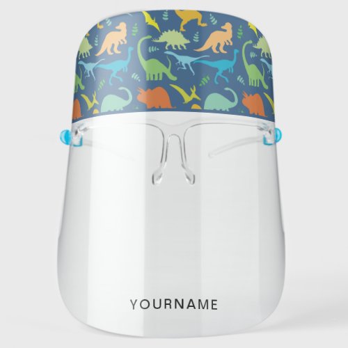 Colorful Dinosaurs Personalized Face Shield