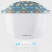 Colorful Dinosaurs Personalized Face Shield (Front w/Glasses)