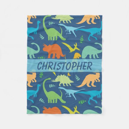 Colorful Dinosaurs Personalized Fleece Blanket