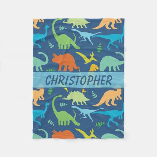 Colorful Dinosaurs Personalized Fleece Blanket