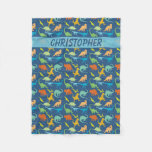 Colorful Dinosaurs Personalized Fleece Blanket at Zazzle