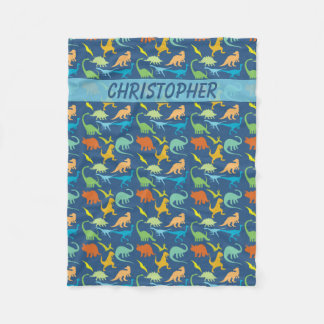 Colorful Dinosaurs Personalized Fleece Blanket