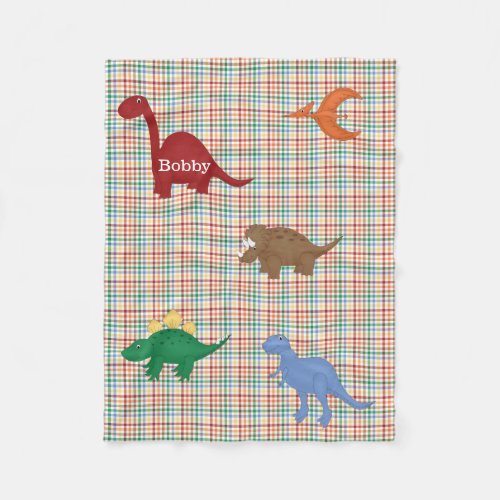 Colorful Dinosaurs Personalized Fleece Blanket