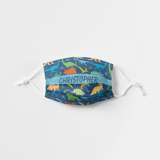 Colorful Dinosaurs Personalized Kids' Cloth Face Mask (Front, Unfolded)