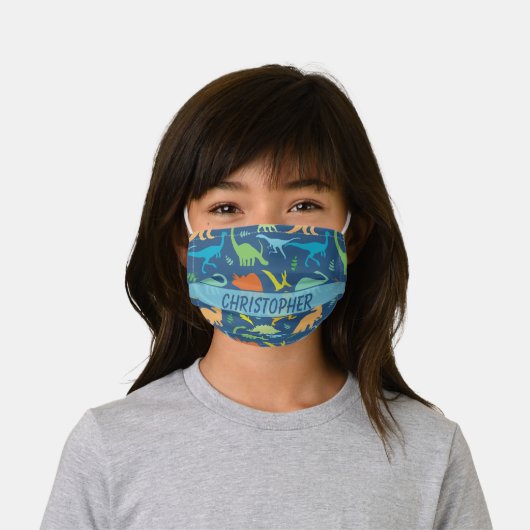 Colorful Dinosaurs Personalized Kids' Cloth Face Mask (Worn)