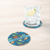 Colorful Dinosaurs Personalized Round Paper Coaster (Insitu)