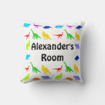 Colorful Dinosaurs Personalized Throw Pillows at Zazzle