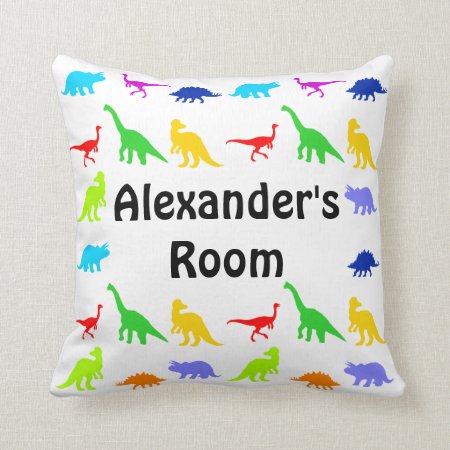 Colorful Dinosaurs Personalized Throw Pillows