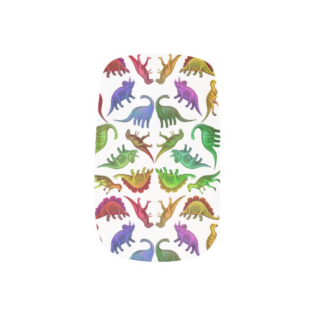 Colorful Dinosaurs Prehistoric Nail Art Wraps (Left Thumb)